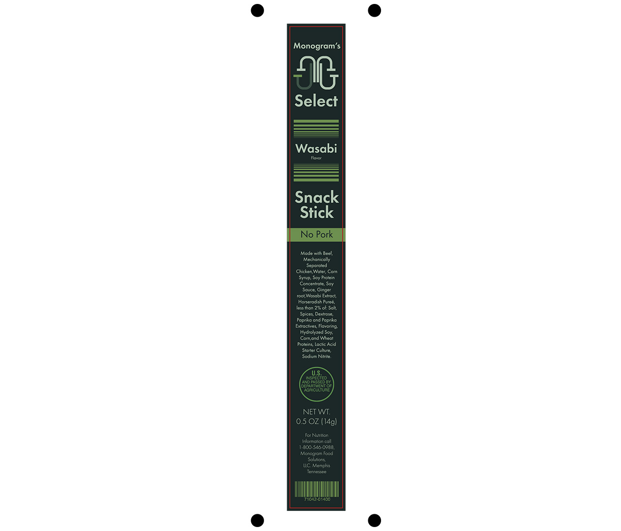 Monogram's Select snack stick dieline